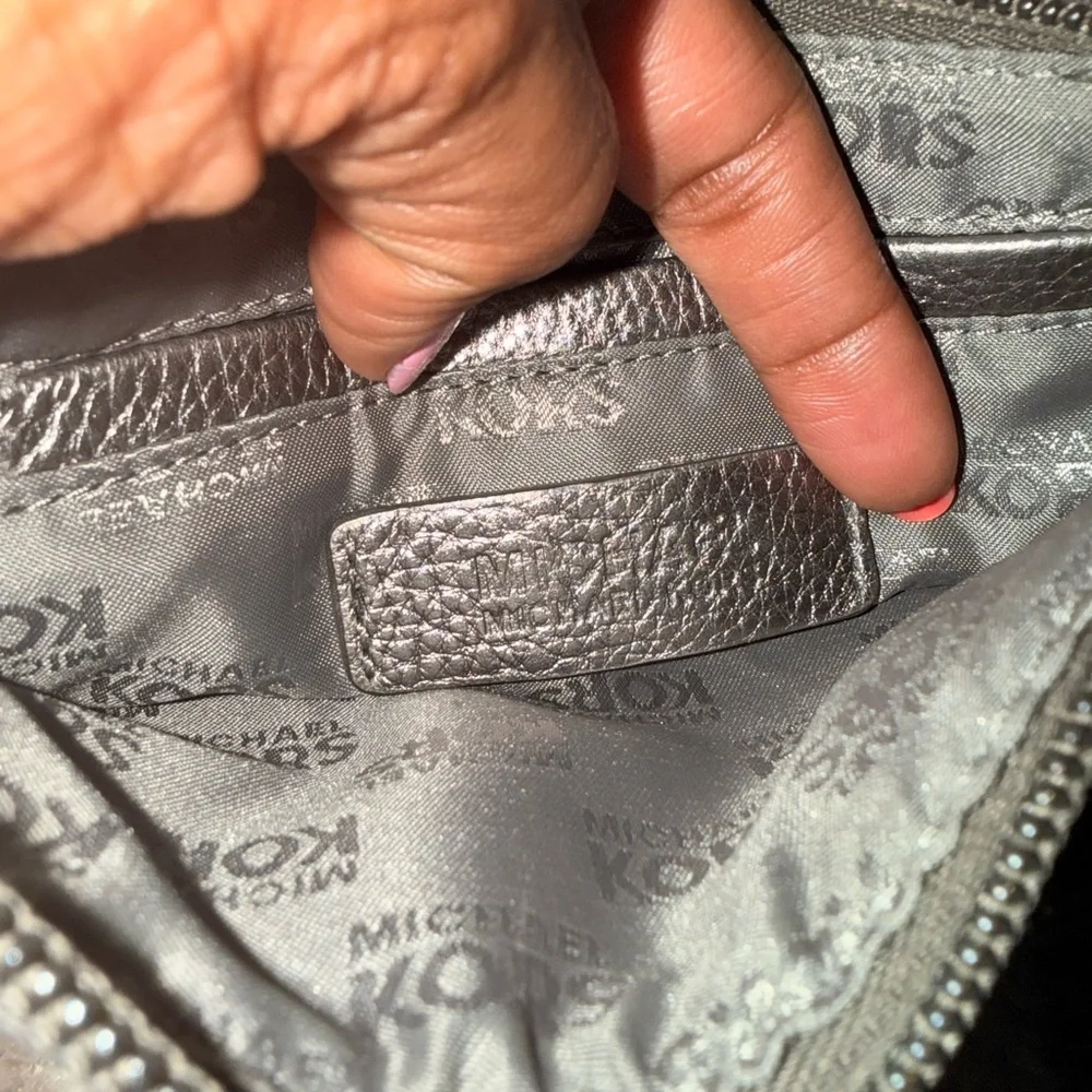 Michael Kors Monogram Wristlet in Black and Silver